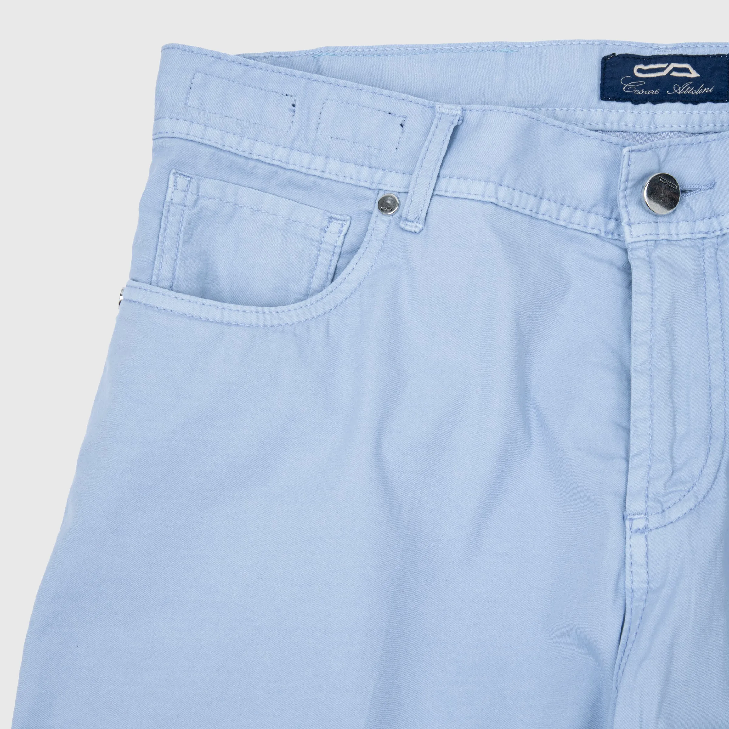 5 pocket Cotton Silk Trousers  Light Blue