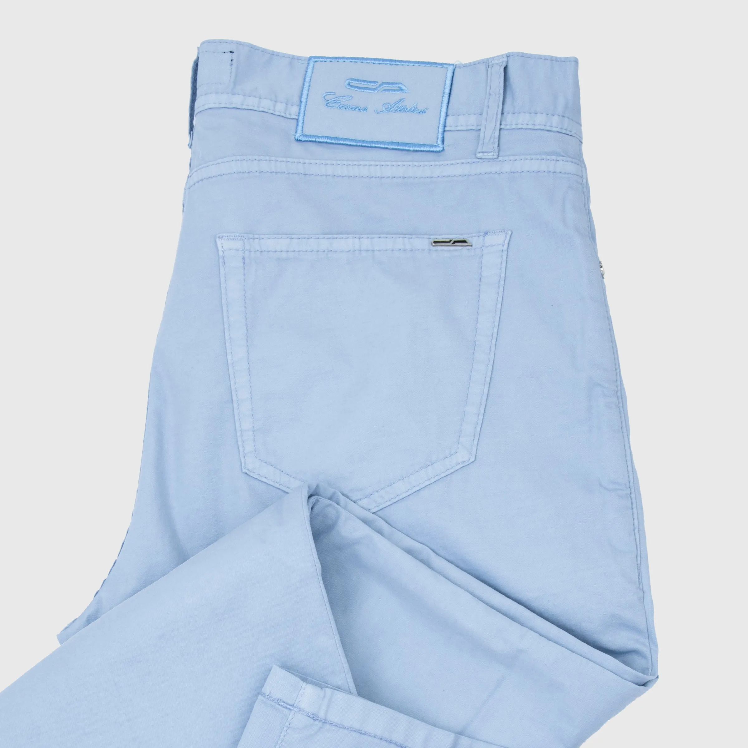 5 pocket Cotton Silk Trousers  Light Blue