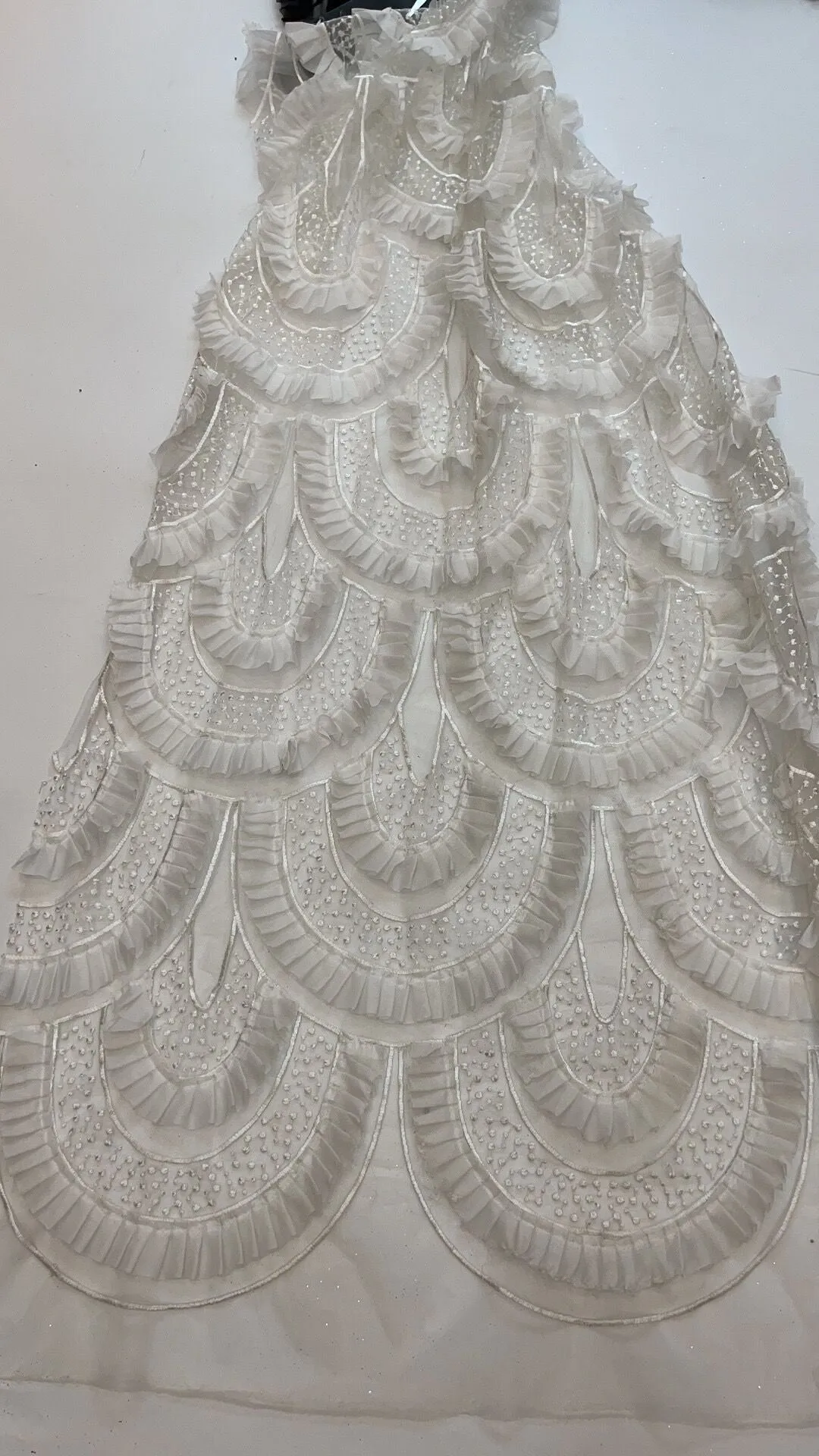 5 YARDS / 1 COLORS / Art Deco Design Embroidery Glitter Mesh Lace Wedding Party Dress Fabric