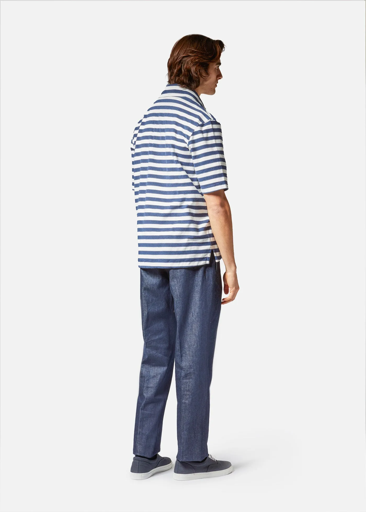 AADEO COTTON - TERRY STRIPED POLOSHIRT