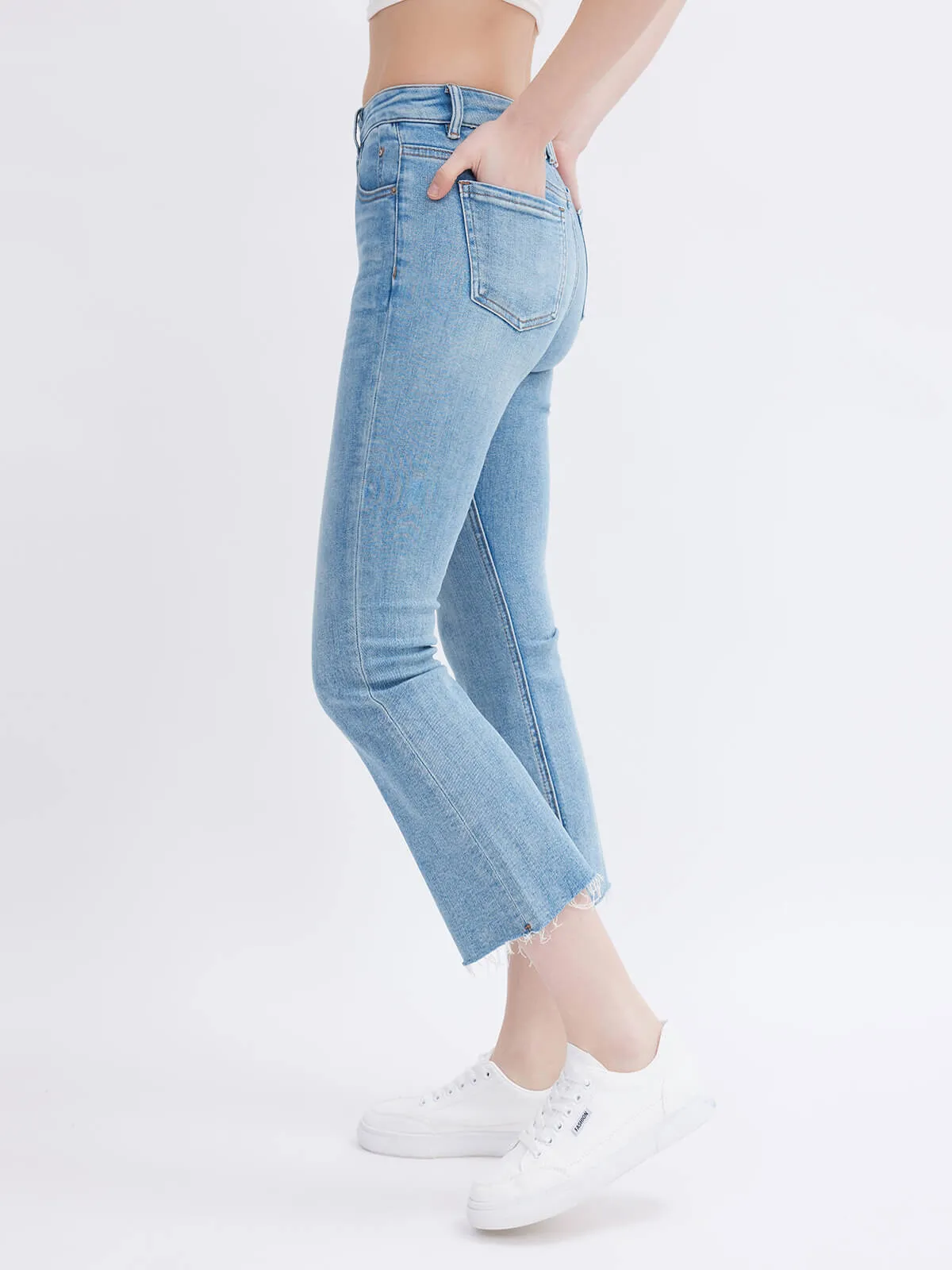 ASOBIO Midi-Waist Flare Leg Jean Pant