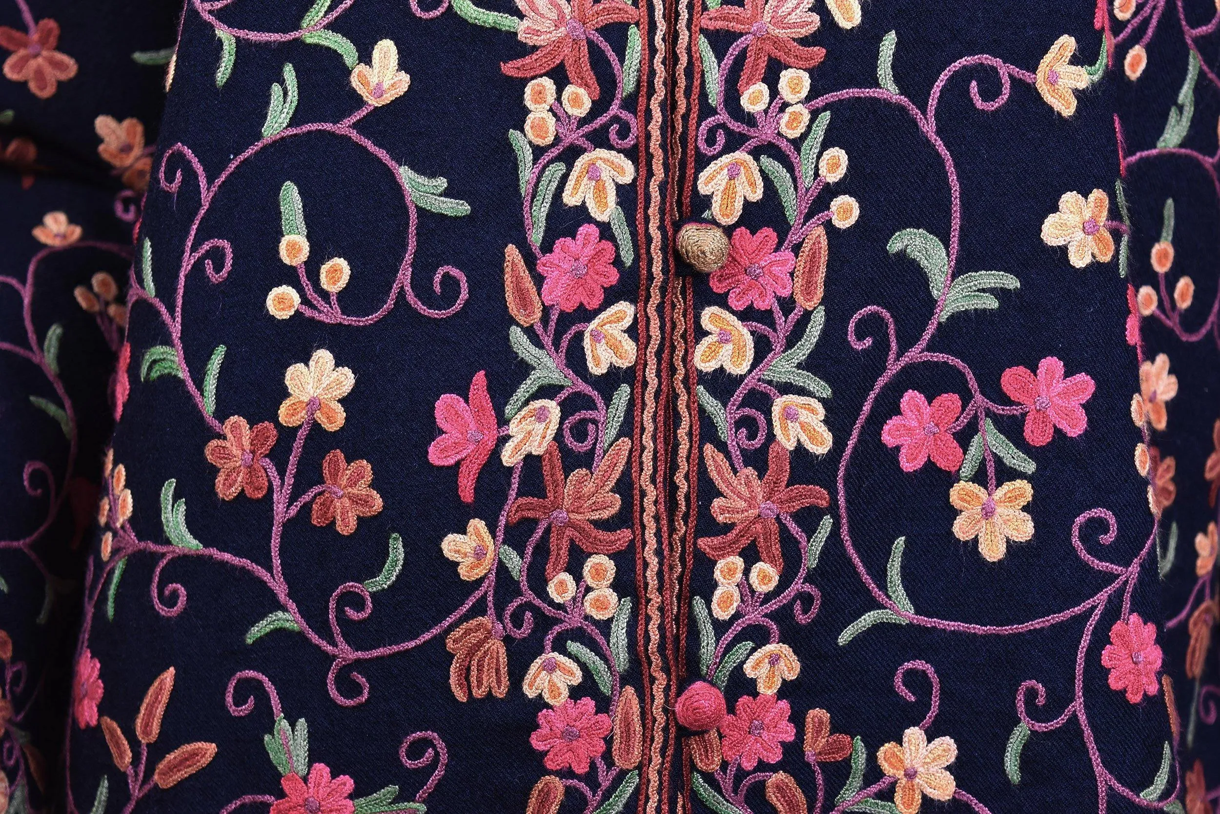 Aura Jacket Dinner Evening Black Dress Coat Floral Hand Embroidered Kashmir