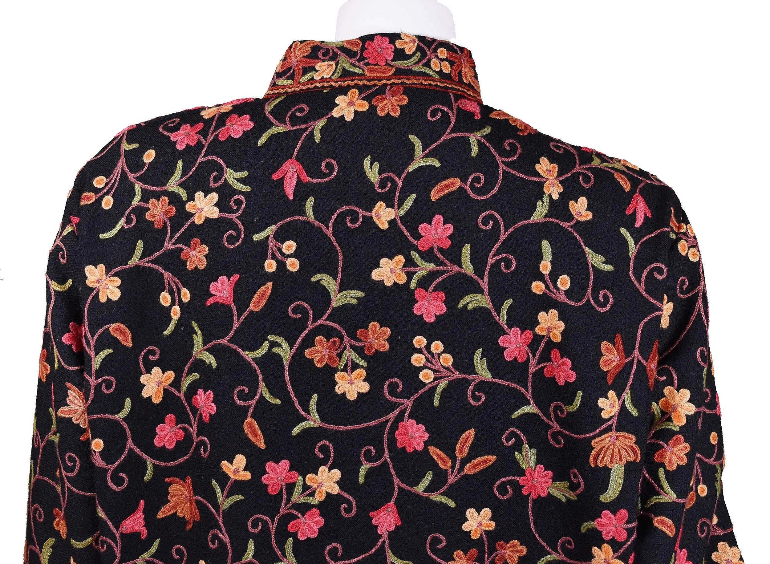 Aura Jacket Dinner Evening Black Dress Coat Floral Hand Embroidered Kashmir