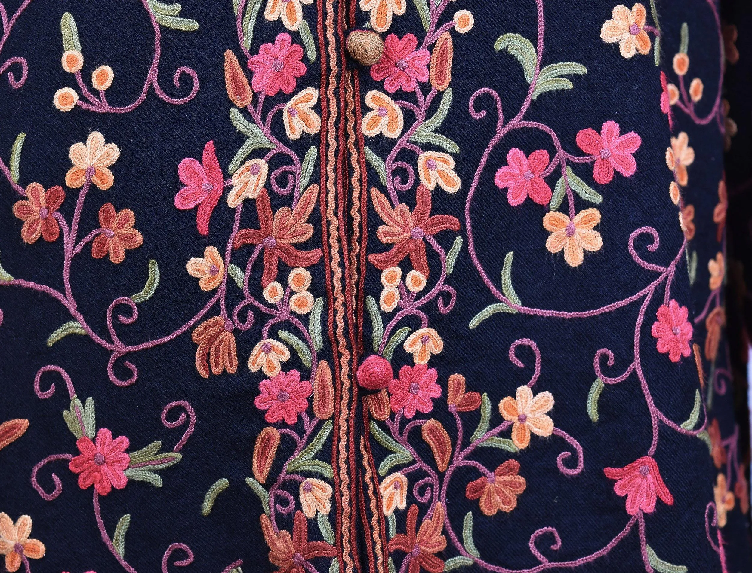 Aura Jacket Dinner Evening Black Dress Coat Floral Hand Embroidered Kashmir