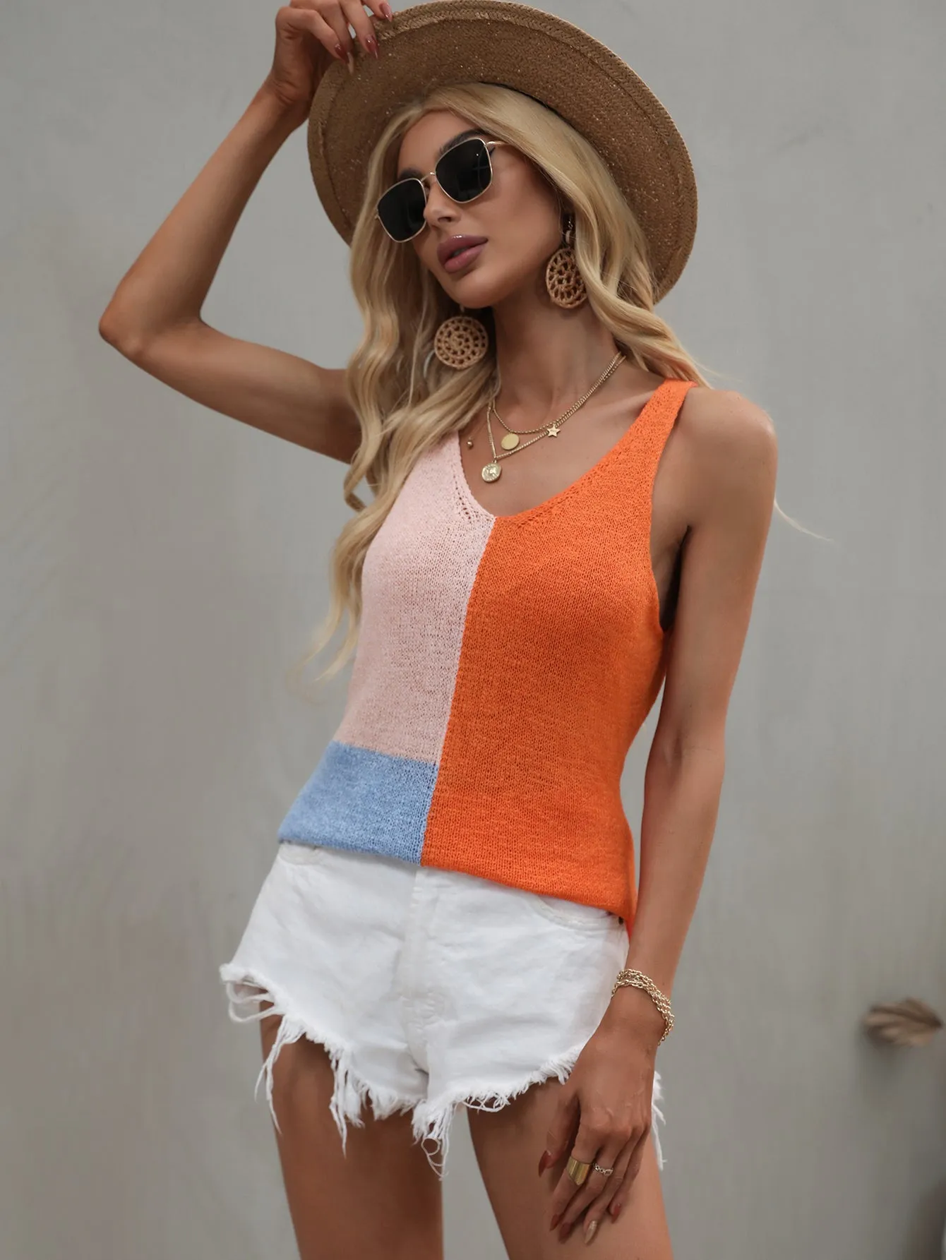 BABETTE KNIT TANK - ORANGE