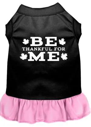 Be Thankful For Me Screen Print Dress Black With Light Pink Xs