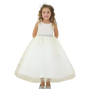 Big Girls Ivory Rhinestone Tulle Junior Bridesmaid Dress 8-12