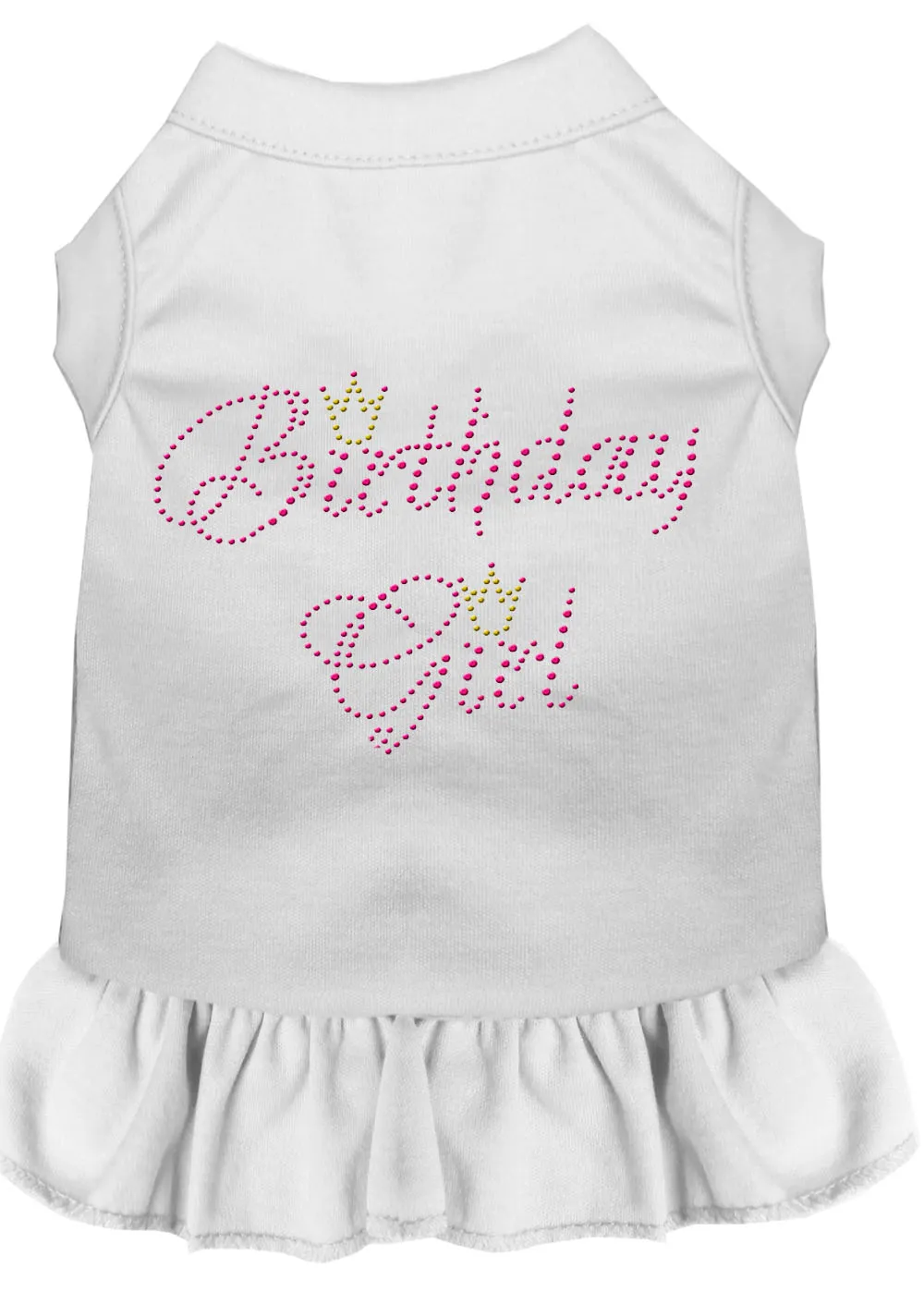 Birthday Girl Rhinestone Dress White Lg