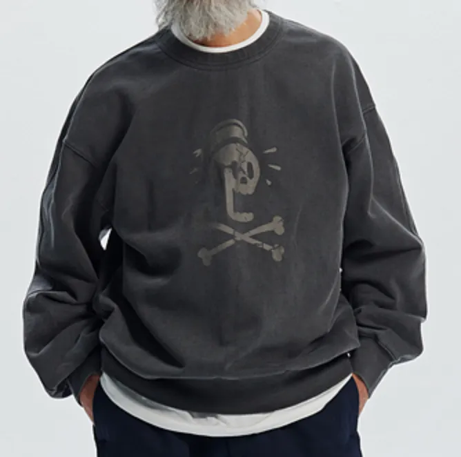BLACK FLAG PIGMENT DYEING SWEATSHIRT - CHARCOAL