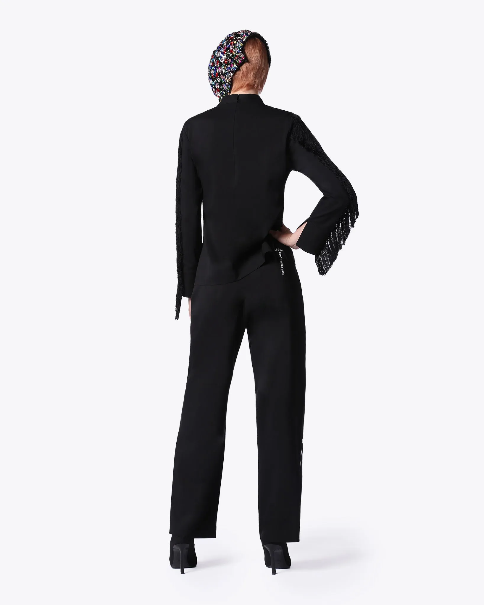 BLACK REGULAR PANTS WITH ARCHIVE LOGO
