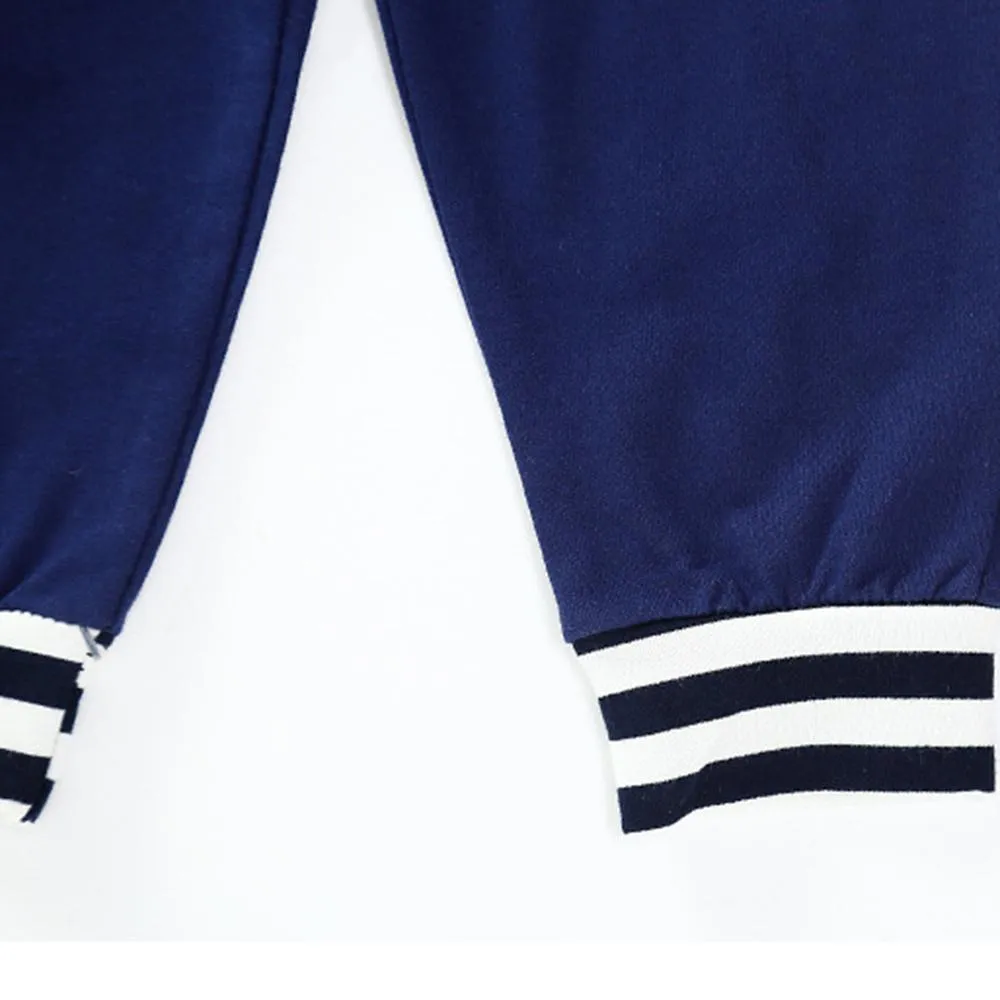Boys Striped Letter Printed Hooded Long Sleeve Jumper & Trousers