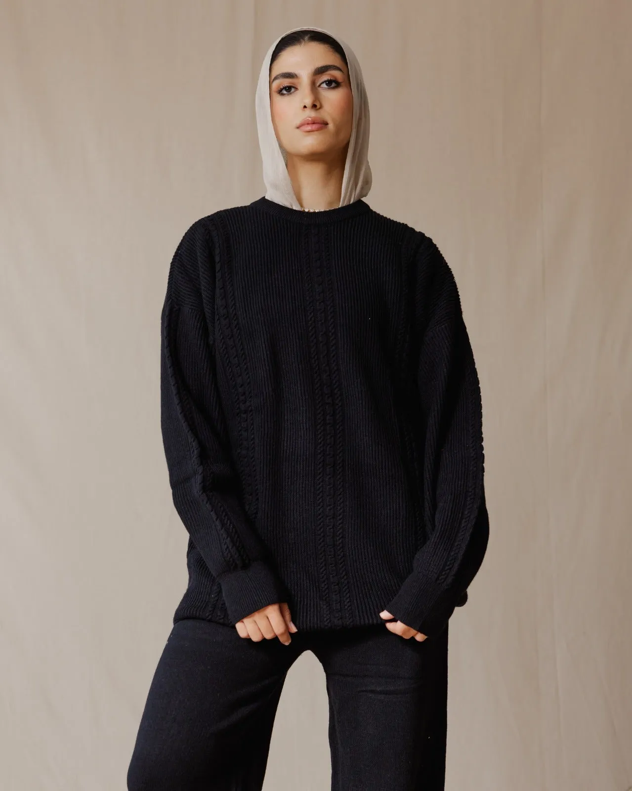 Braided Knit Set Black