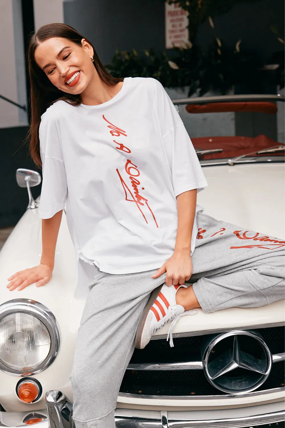 Branded Peony Top in White