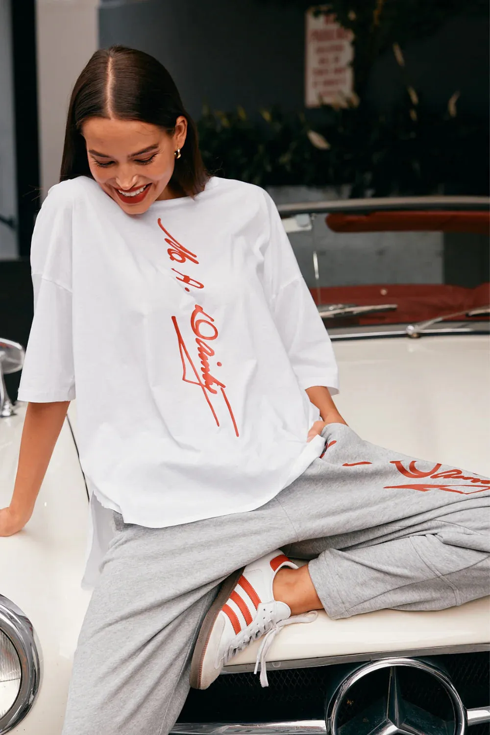 Branded Peony Top in White