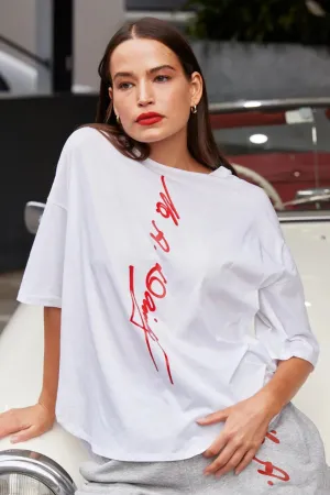 Branded Peony Top in White