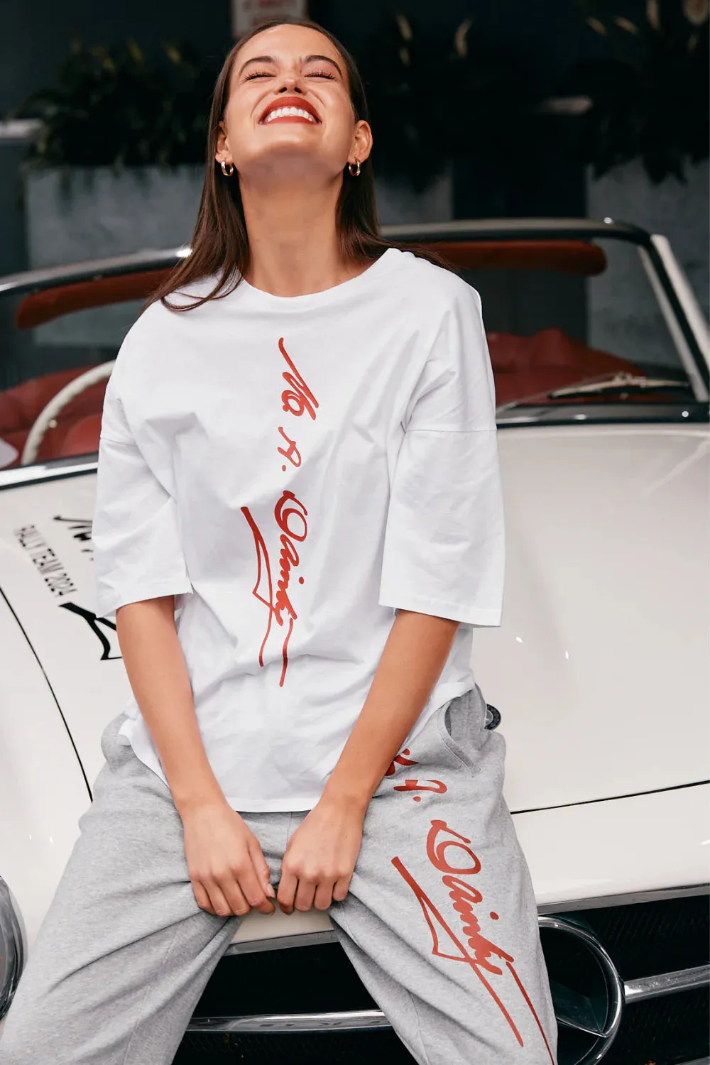 Branded Peony Top in White