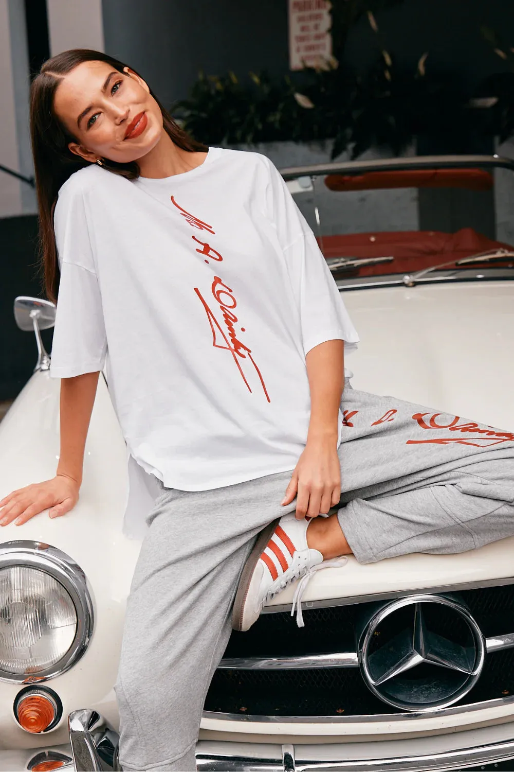 Branded Peony Top in White
