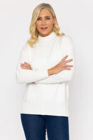 Cable Trim Jumper in Ecru