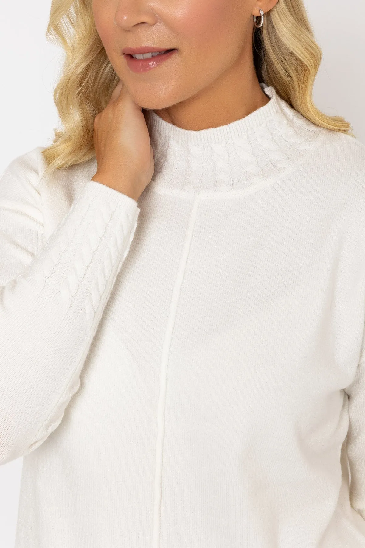 Cable Trim Jumper in Ecru