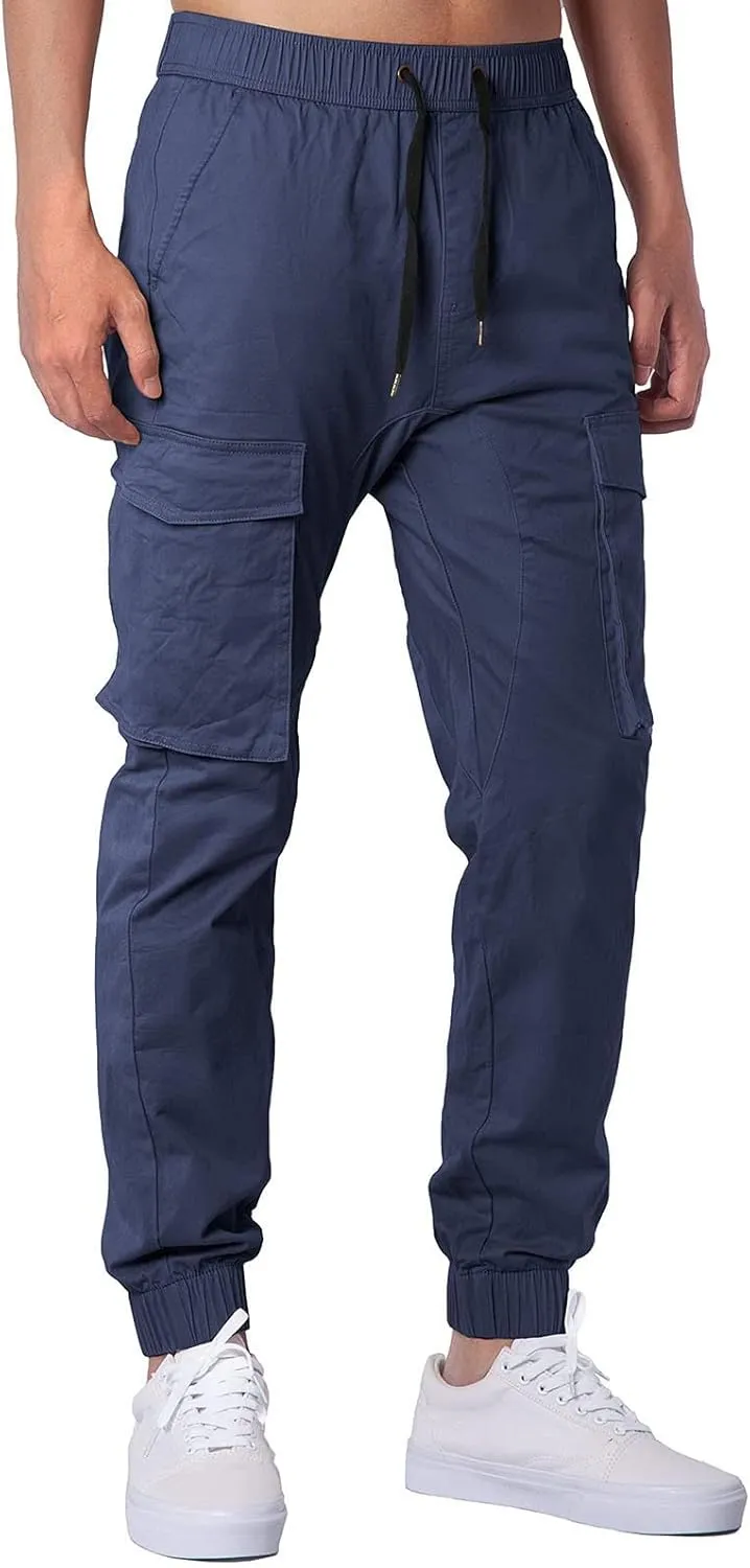 Cargo Pants for Men Big and Tall, Sports Outdoor Trousers Mens Sweatpants with Zipper Fly Tapered Gym Running Workout