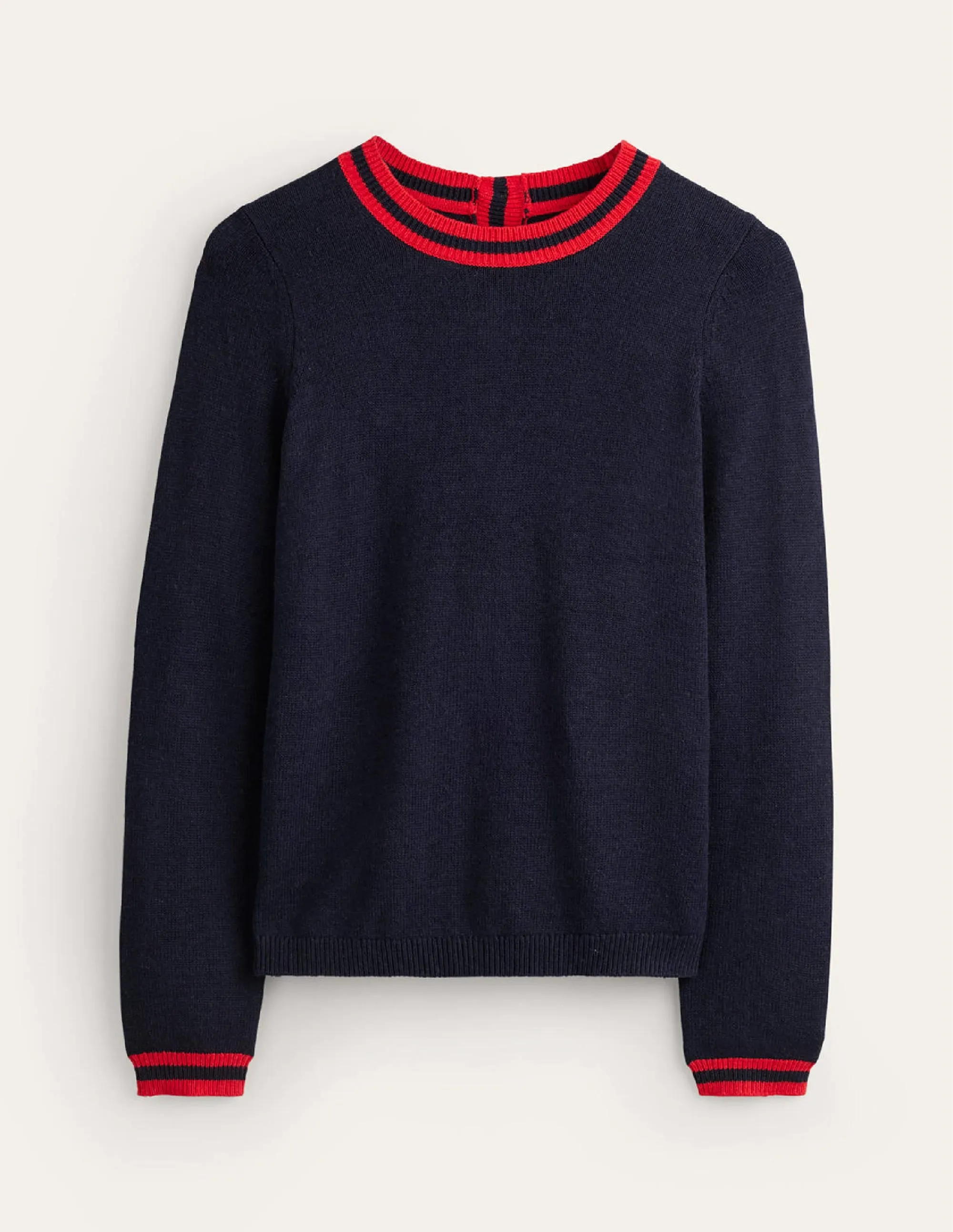 Cecily Button Back Jumper-Navy, Brand Stripe