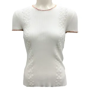 Chanel White Multi 2017 Trimmed Ribbed Coco Cuba Top