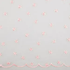 CHERIE Embroidered Mesh - Daisy - Pink