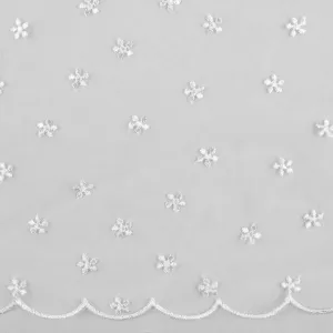 CHERIE Embroidered Mesh - Daisy - White