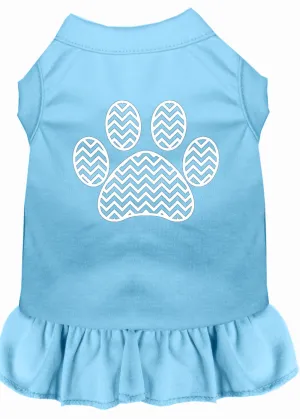 Chevron Paw Screen Print Dress Baby Blue Xxxl