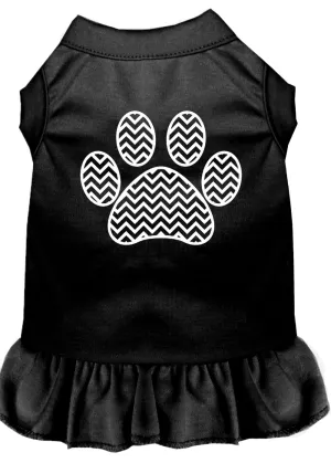 Chevron Paw Screen Print Dress Black Xl