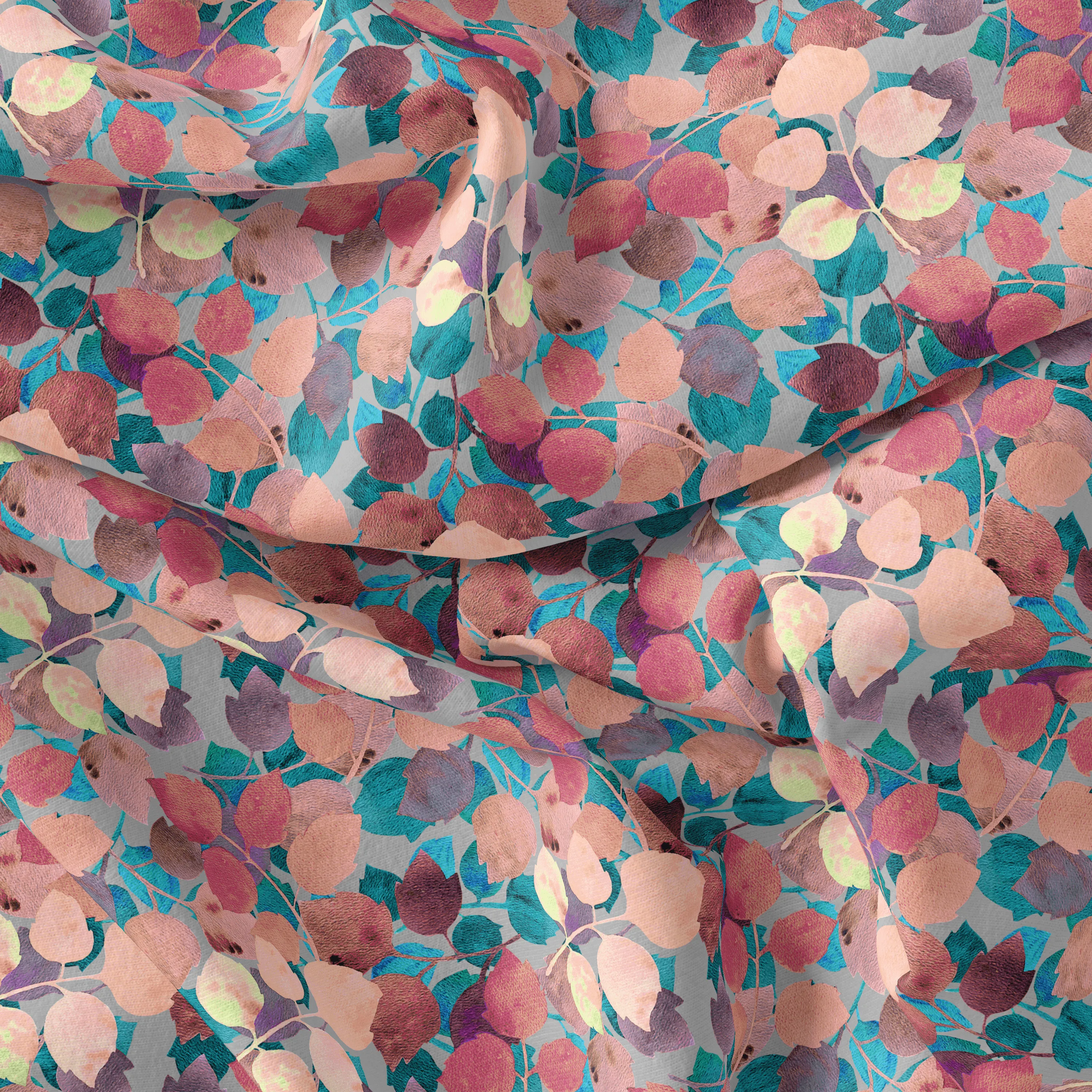 Colourful Box Elder Leaves Digital Printed Fabric - Weightless