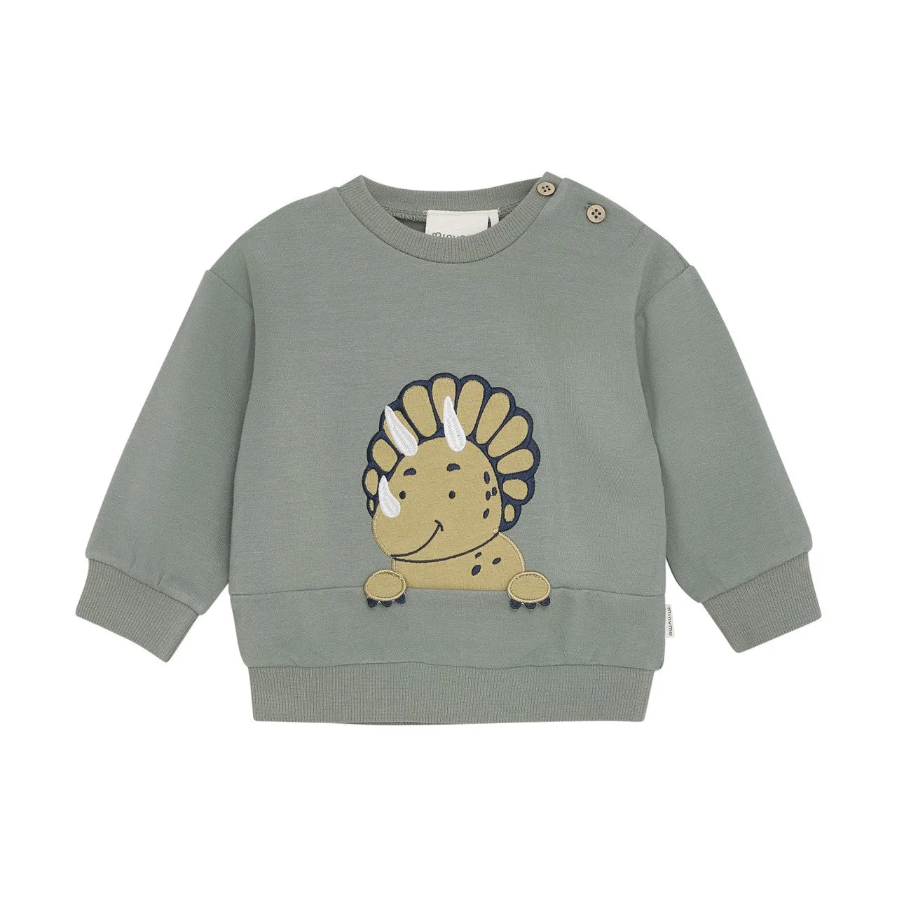 Dino Applique Sea Spray Green Sweater