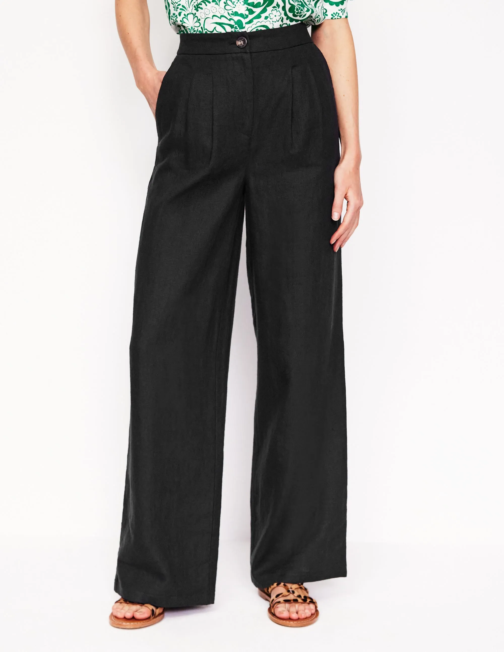 Dulwich Linen Trousers-Black