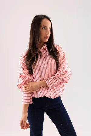 Elsa Stripe Shirt In Pink & Red