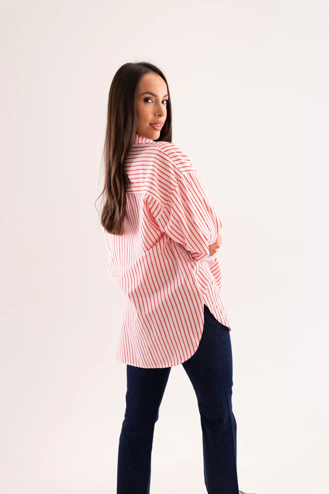 Elsa Stripe Shirt In Pink & Red