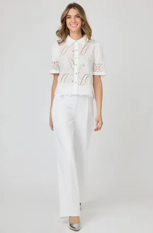 Embroidered Short Sleeve Button Down Shirt