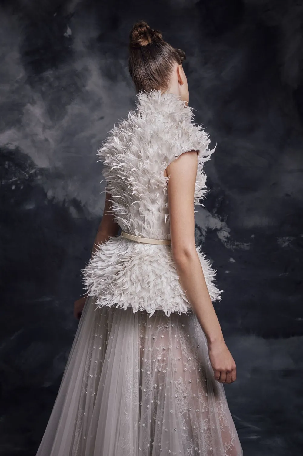 Feather Corset & Embroidered Skirt