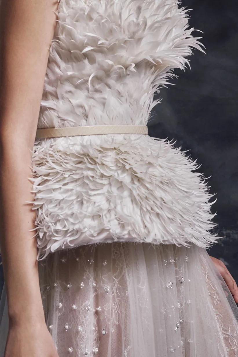 Feather Corset & Embroidered Skirt