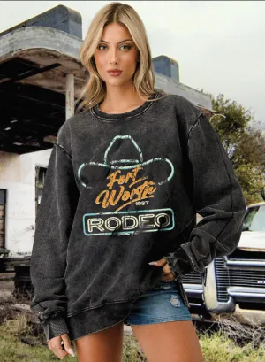 Fort Worth Rodeo 1987 vintage  Acid Wash Relaxed fit Sweatshirt
