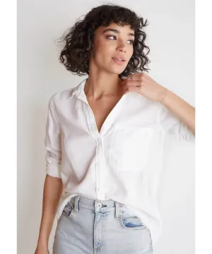 Fray Shirt Tail Button Down White