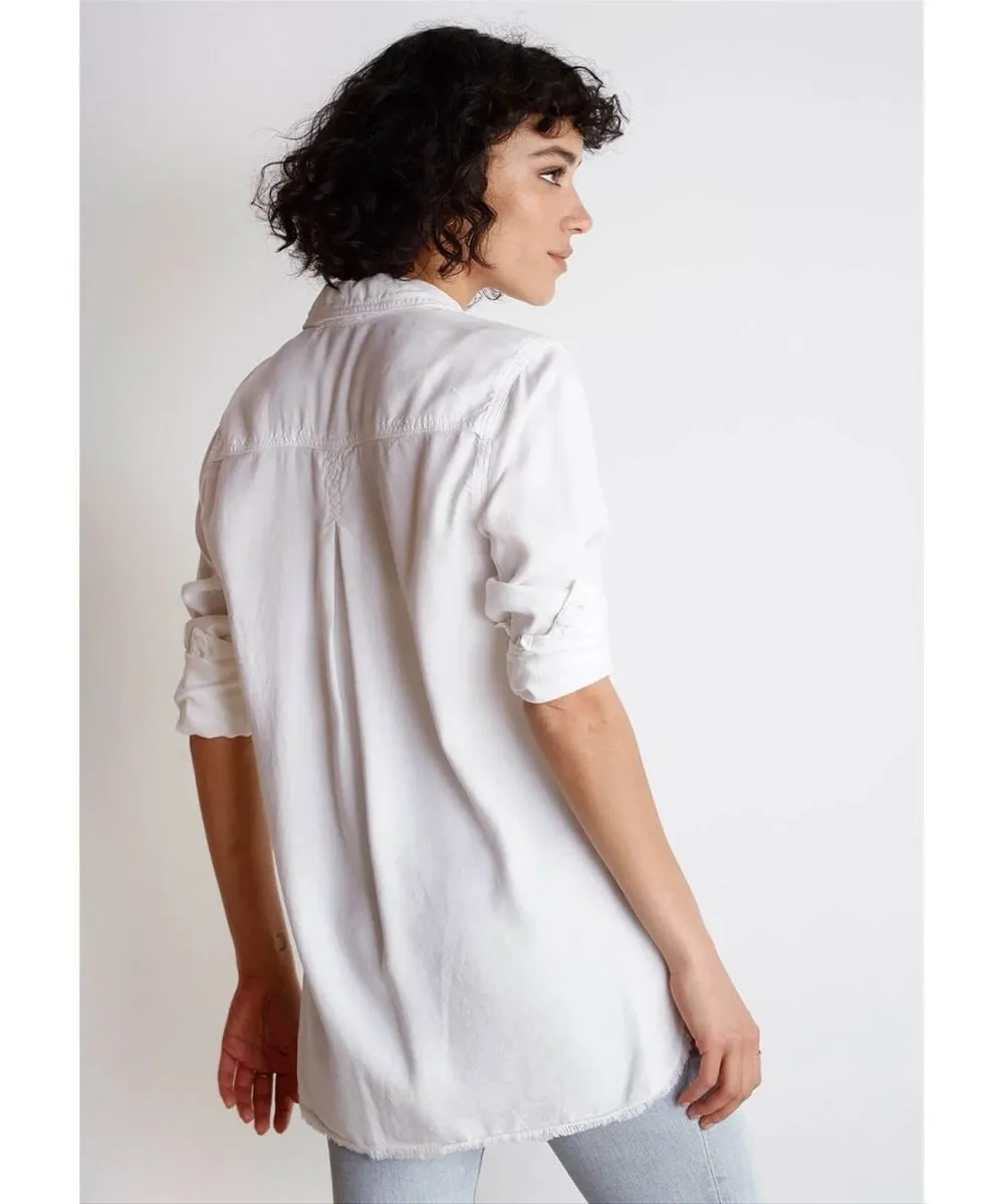 Fray Shirt Tail Button Down White