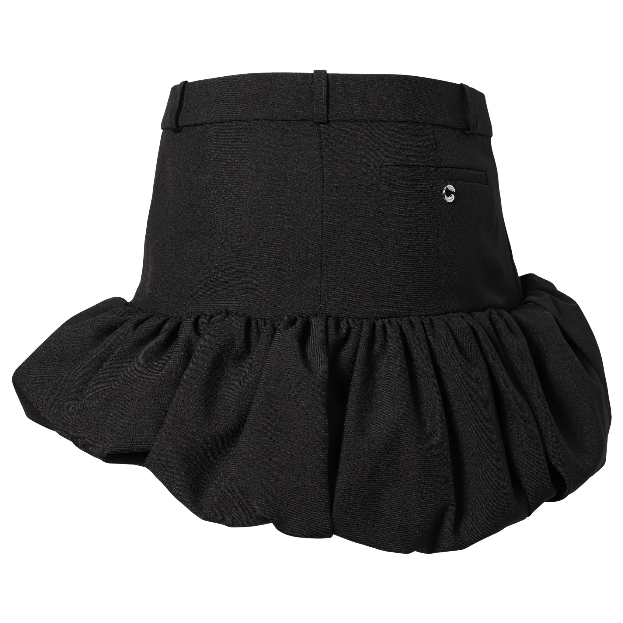 GATHERED HEM TAILORED SKIRT / BLACK
