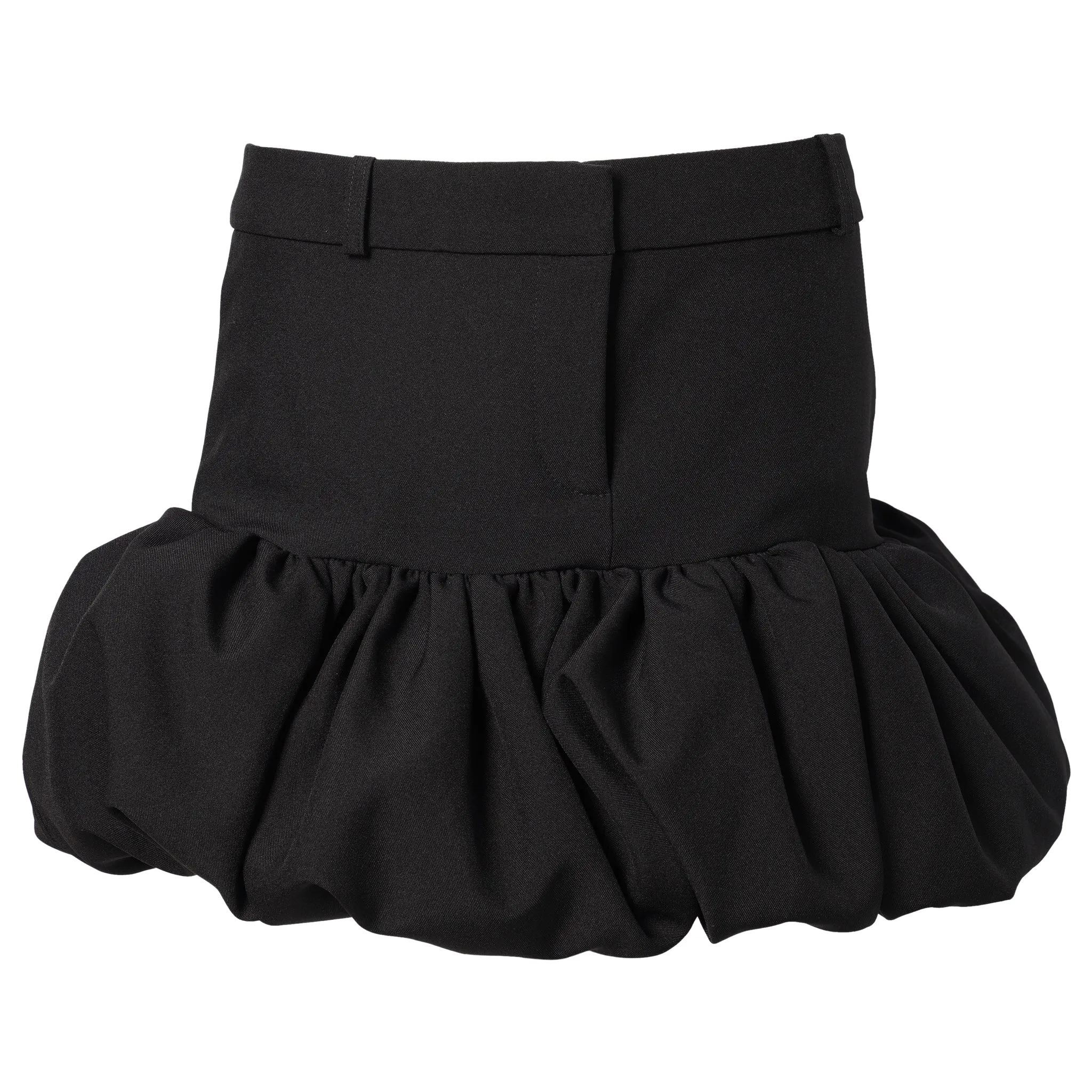 GATHERED HEM TAILORED SKIRT / BLACK