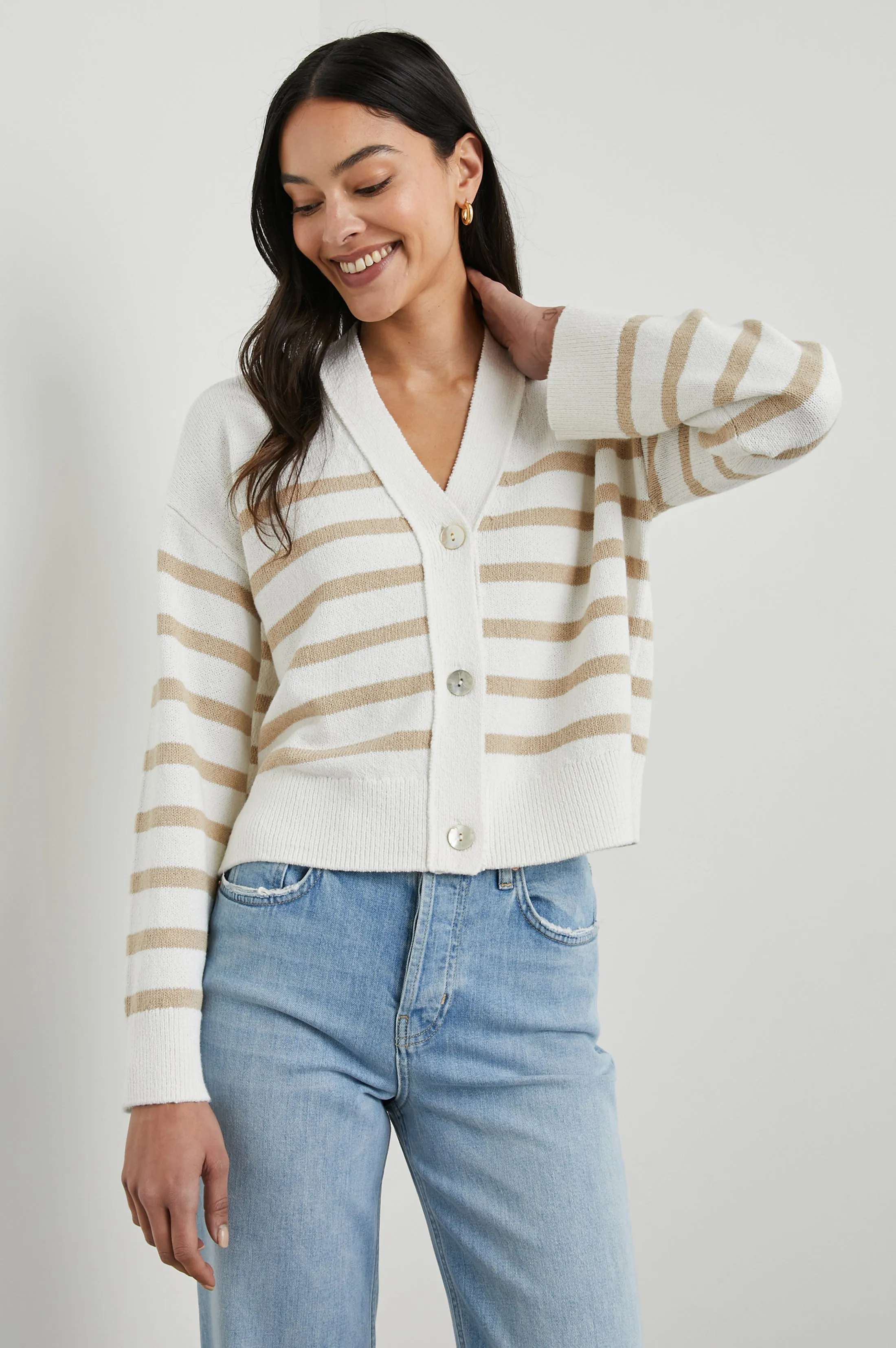 Geneva Sand Stripe Cardigan