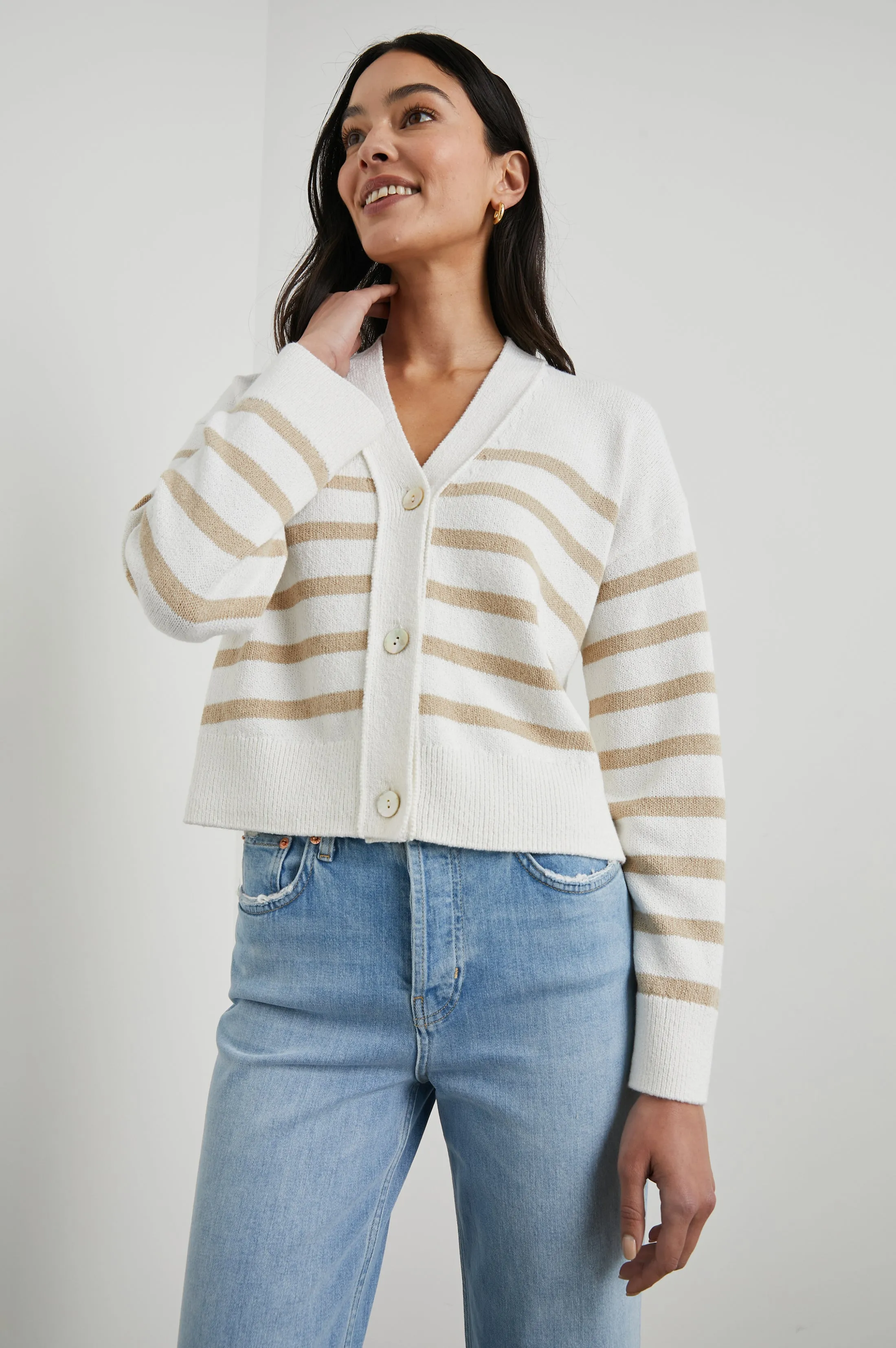 Geneva Sand Stripe Cardigan