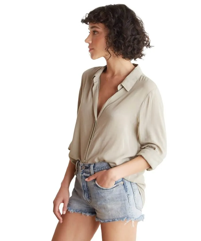 Half Hidden Placket Button Down Vetiver