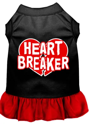 Heart Breaker Screen Print Dog Dress Black With Red Xl