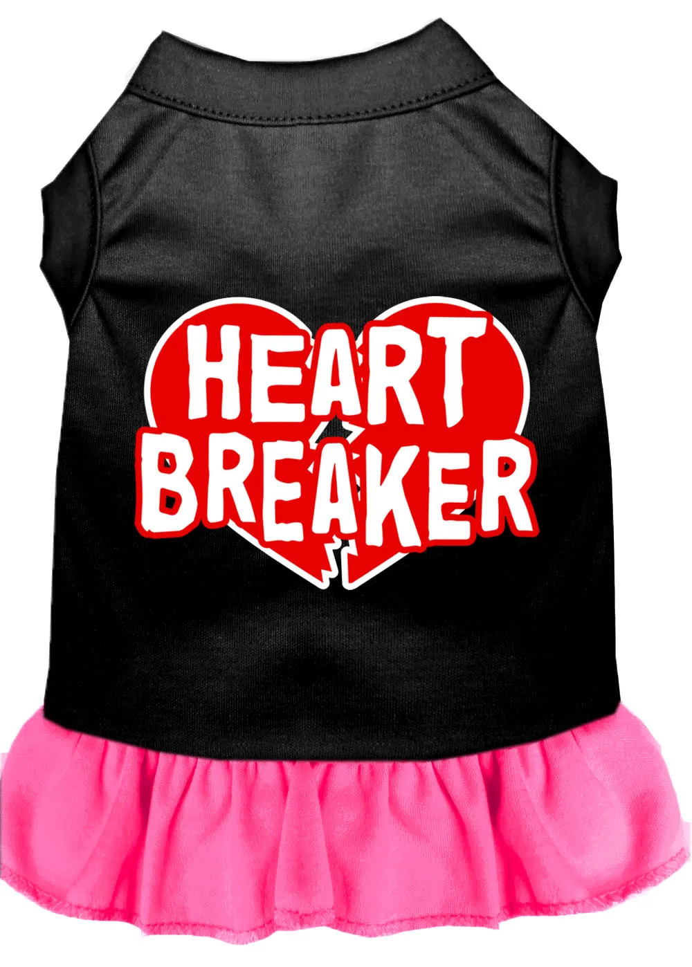 Heart Breaker Screen Print Dress Black With Bright Pink Xs