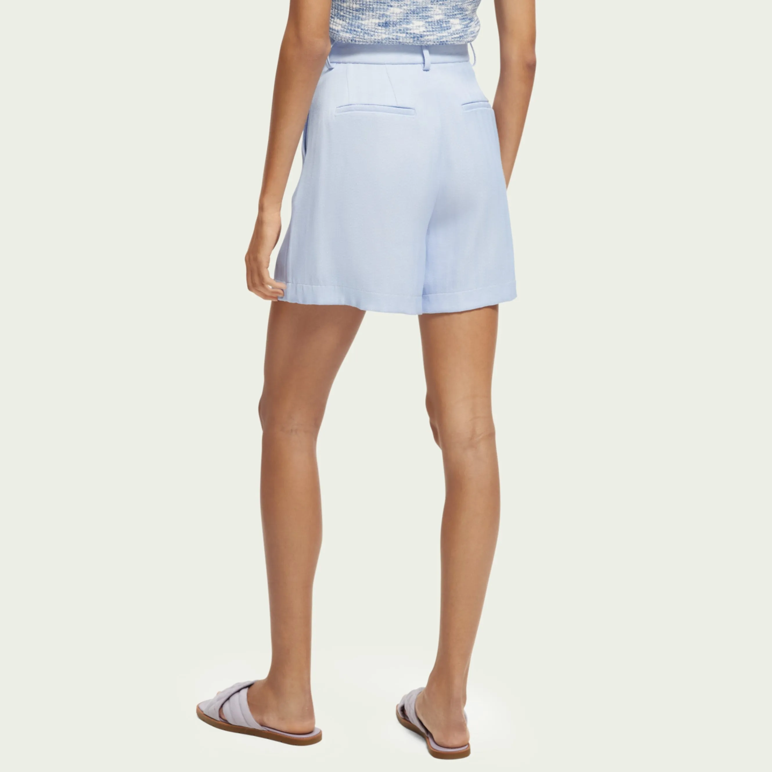 High-Rise Tailored Shorts (Sky Blue)