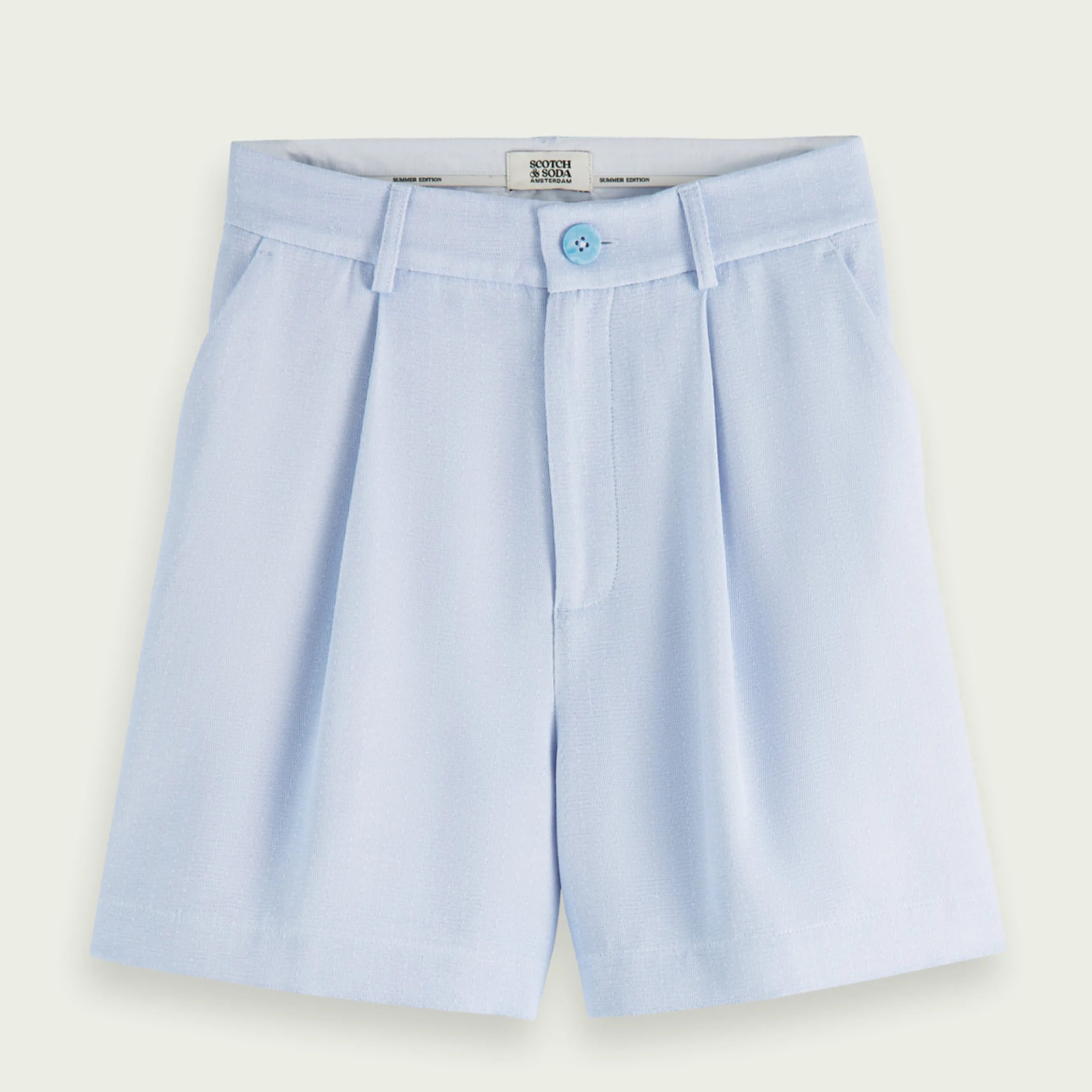 High-Rise Tailored Shorts (Sky Blue)